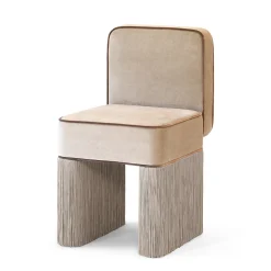 Sedia LILLI Square in velluto beige con frange