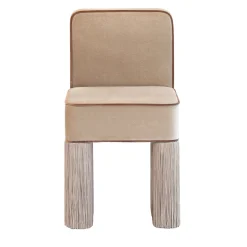 Sedia LILLI Square in velluto beige con frange