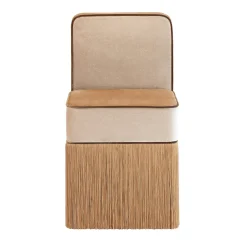 Sedia LILLI Square in velluto beige e pesca con frange