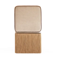 Sedia LILLI Square in velluto beige e pesca con frange