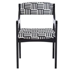 Sedia Lola con braccioli in bianco e nero ispirata agli anni '50
