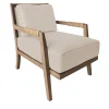 Sedia lounge Dan in pelle beige e legno di frassino marrone chiaro