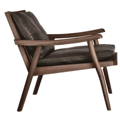 Sedia Lounge 1000 Fast in Pelle Marrone con Struttura in Noce