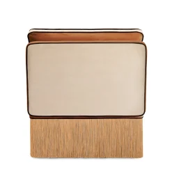 Sedia lounge modulare Lilli in tessuto beige e cognac con frange
