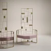 Sedia Lounge MoNDRIAN con Schienale Alto in Ottone Dorato