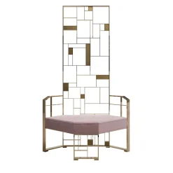 Sedia Lounge MoNDRIAN con Schienale Alto in Ottone Dorato