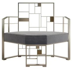 Sedia Lounge MoNDRIAN con Schienale Basso in Ottone Oro