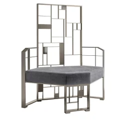 Sedia Lounge MoNDRIAN con Schienale Medio in Ottone Argento