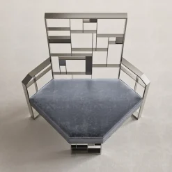Sedia Lounge MoNDRIAN con Schienale Medio in Ottone Argento
