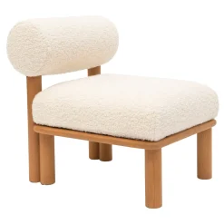 Sedia Lounge per Esterni Maitha in Alpaca Bouclé Bianco