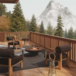 Sedia Lounge per Esterni Maitha in Alpaca Bouclé Marrone Castagno