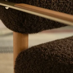Sedia Lounge per Esterni Maitha in Alpaca Bouclé Marrone Castagno