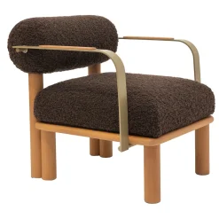 Sedia Lounge per Esterni Maitha in Alpaca Bouclé Marrone Castagno