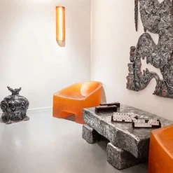 Sedia Lounge Slug in Gomma Arancione