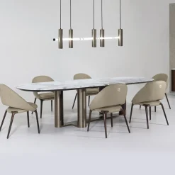 Sedia Luxor in pelle trapuntata beige