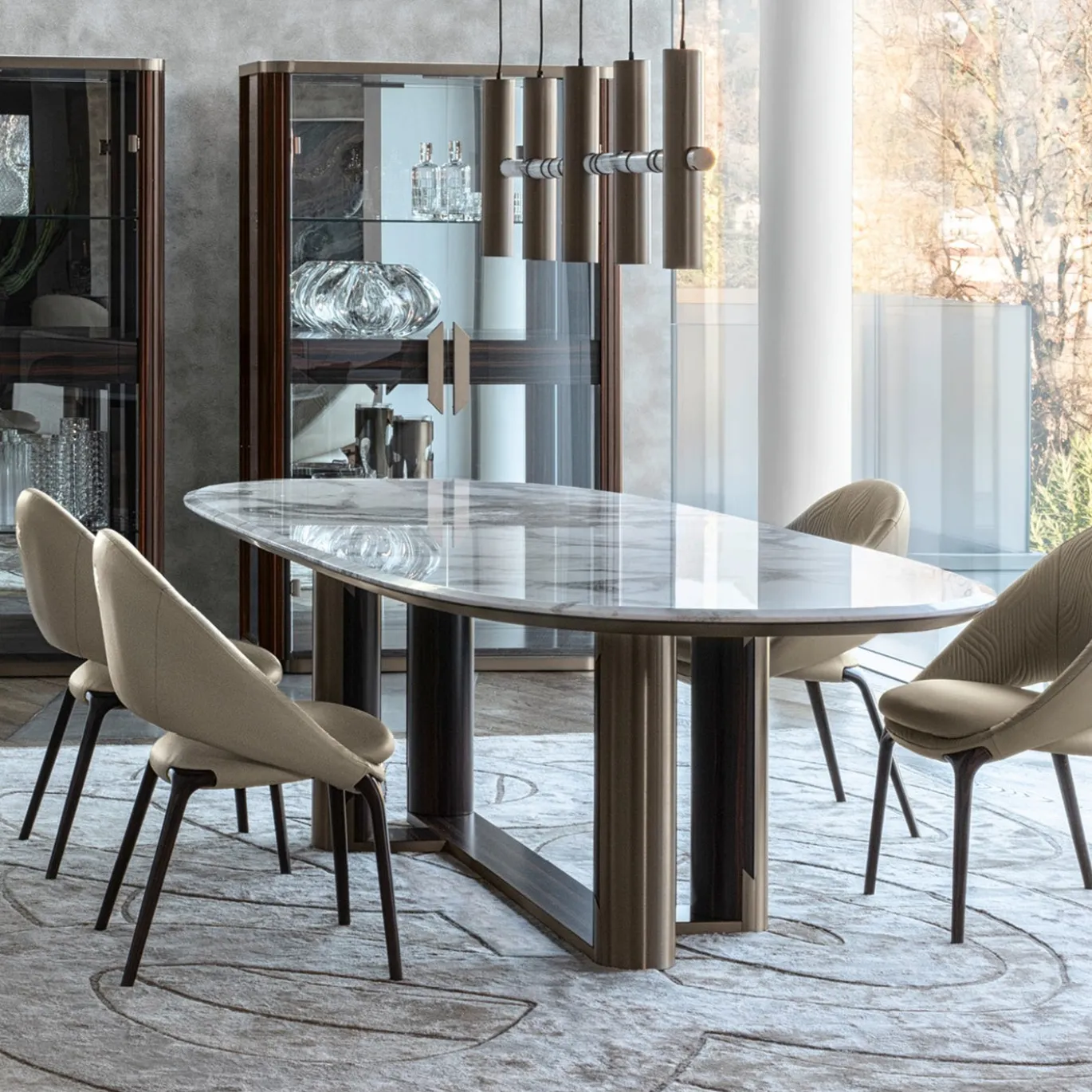 Sedia Luxor in pelle trapuntata beige