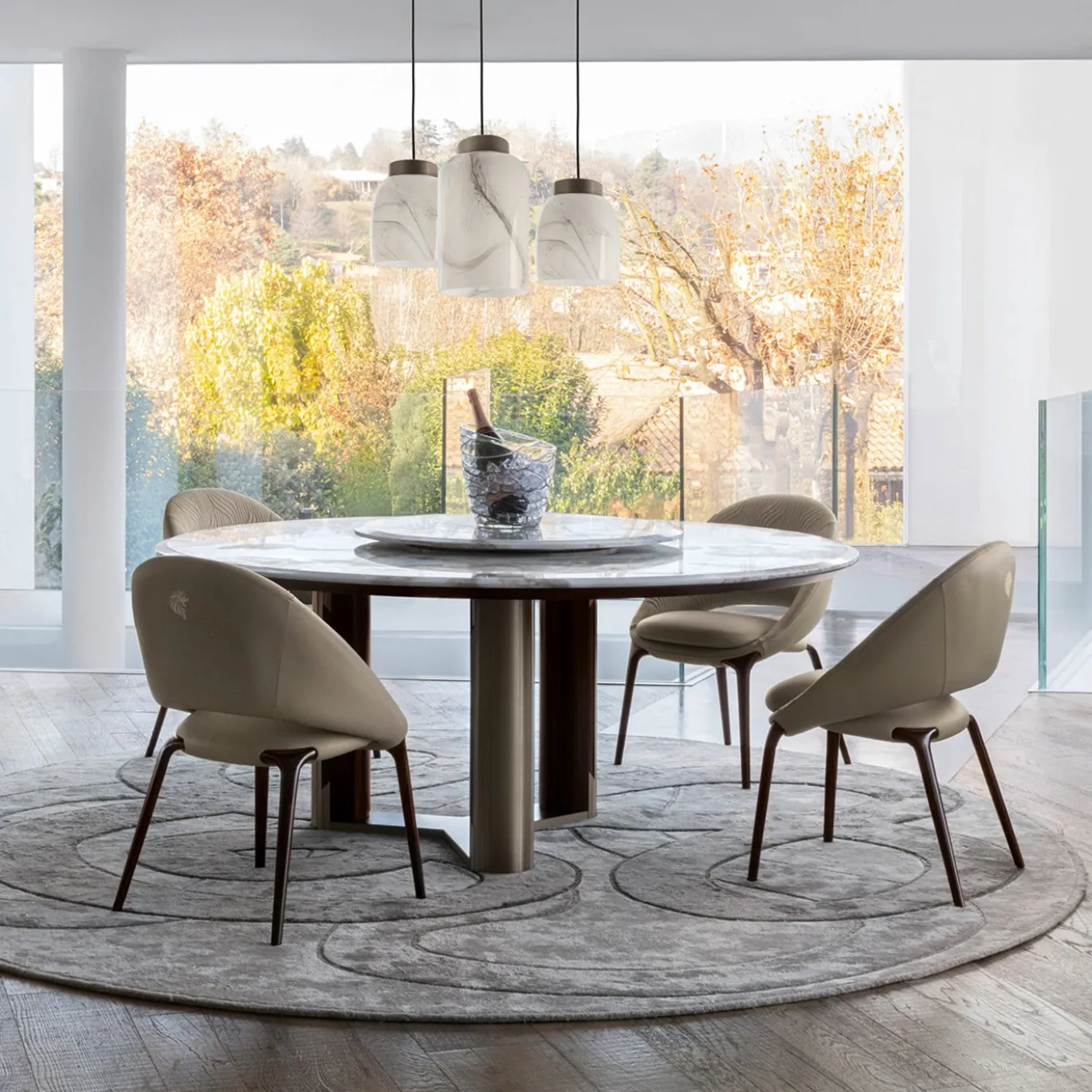Sedia Luxor in pelle trapuntata beige