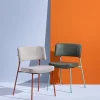 Sedia Marlen Met Im in Tessuto Beige e Metallo Rosso Mattone di EP Studio