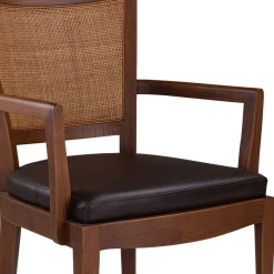 Sedia Milano in pelle nera e legno di ciliegio