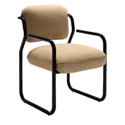 Sedia Modernista in Pelle Beige