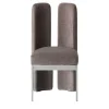 Sedia Nina in velluto grigio con schienale alto