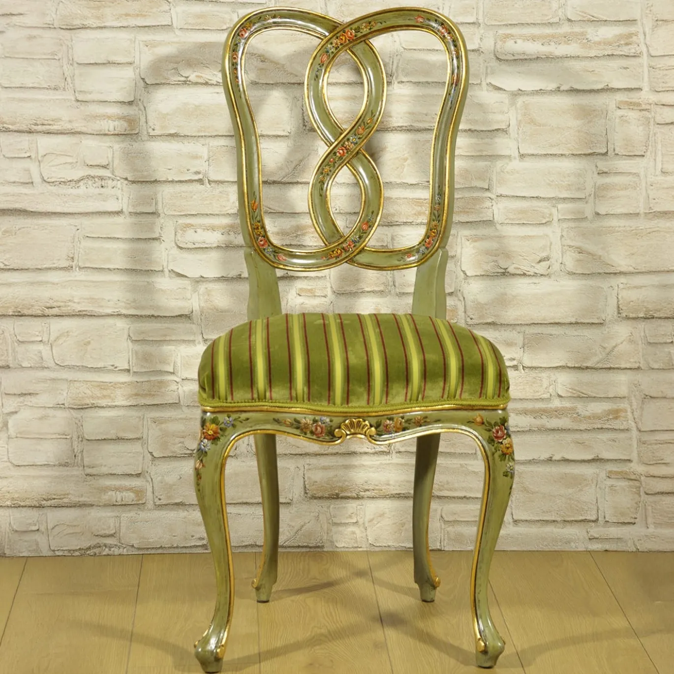 Sedia Otto Verde In Stile Veneziano