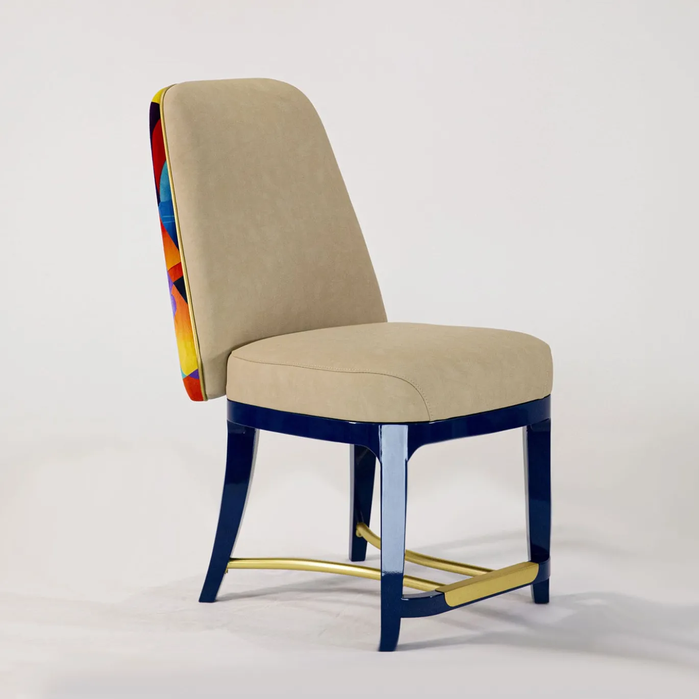 Sedia Pandora Epoca Colore con Gambe Laccate Blu