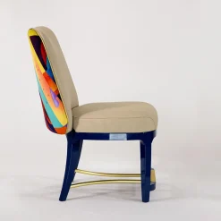 Sedia Pandora Epoca Colore con Gambe Laccate Blu