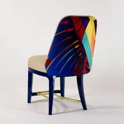 Sedia Pandora Epoca Colore con Gambe Laccate Blu