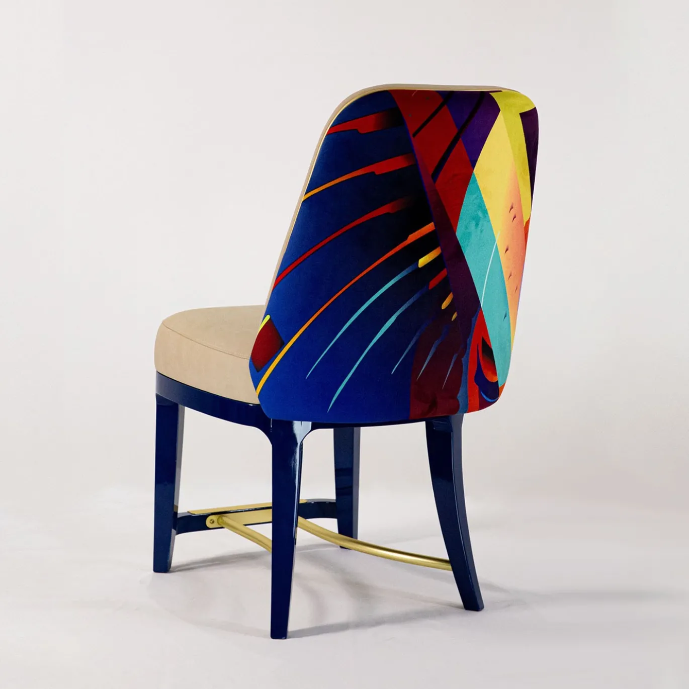 Sedia Pandora Epoca Colore con Gambe Laccate Blu