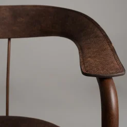 Sedia Parabolica in pelle Galuchat marrone