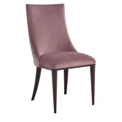 Sedia Parma In Legno Con Schienale Liscio E Tessuto Rosa