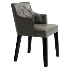Sedia Royale Capitonné in pelle taupe e rovere nero di Castello Lagravinese