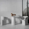 Sedia scultorea in marmo bianco Cosimo
