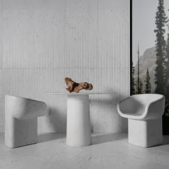 Sedia scultorea in marmo bianco Cosimo
