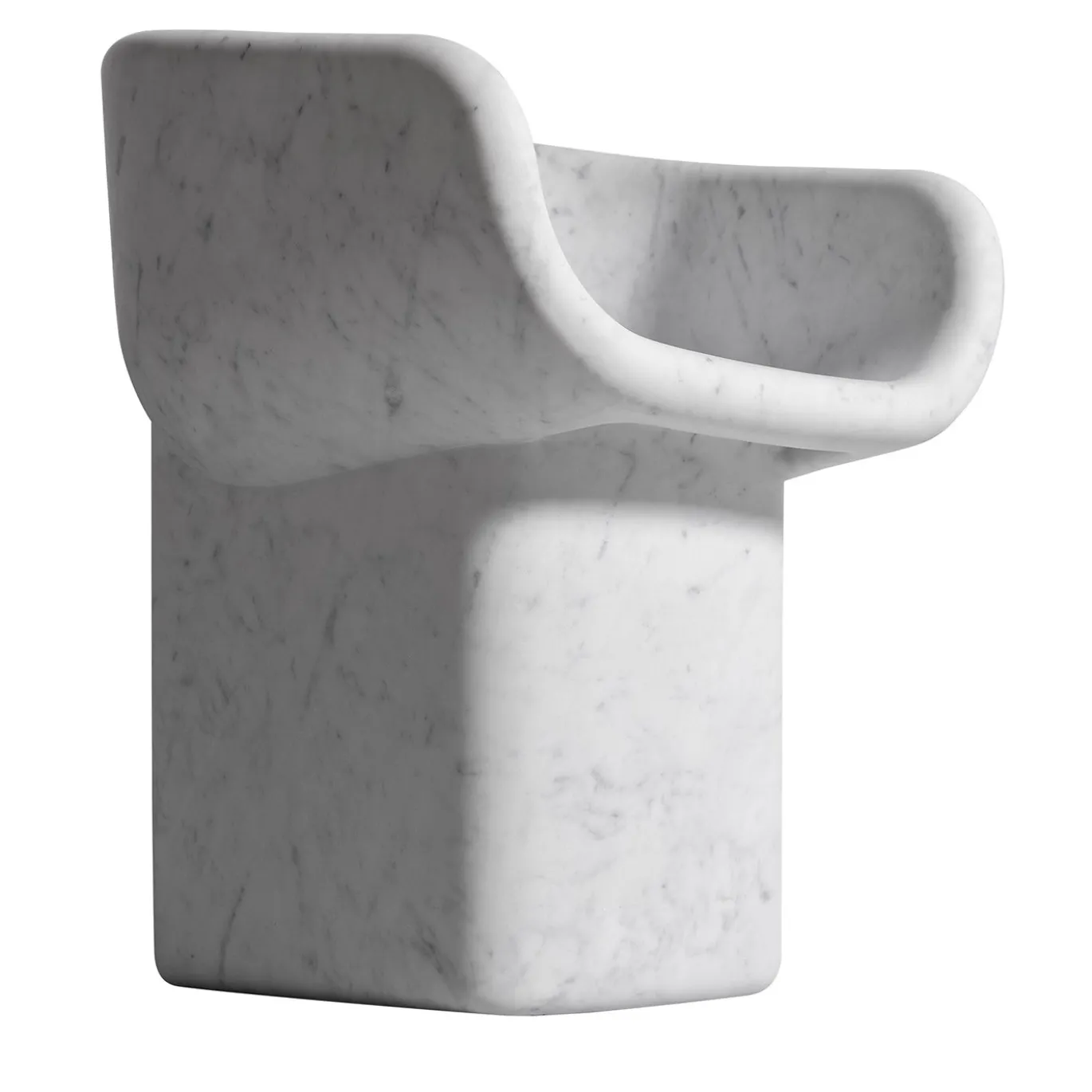 Sedia scultorea in marmo bianco Cosimo