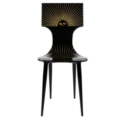 Sedia Sole in legno laccato nero