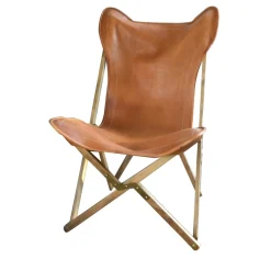 Sedia Tripolina in pelle cognac