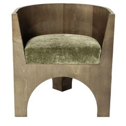 Sedia "Volta" in Legno con Cuscino in Velluto Verde di Storagemilano