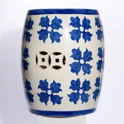 Sedile Decorativo Blue Bloom in Ceramica