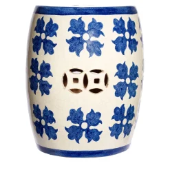 Sedile Decorativo Blue Bloom in Ceramica