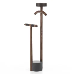 Servomuto Patrick in legno di noce con base in marmo nero