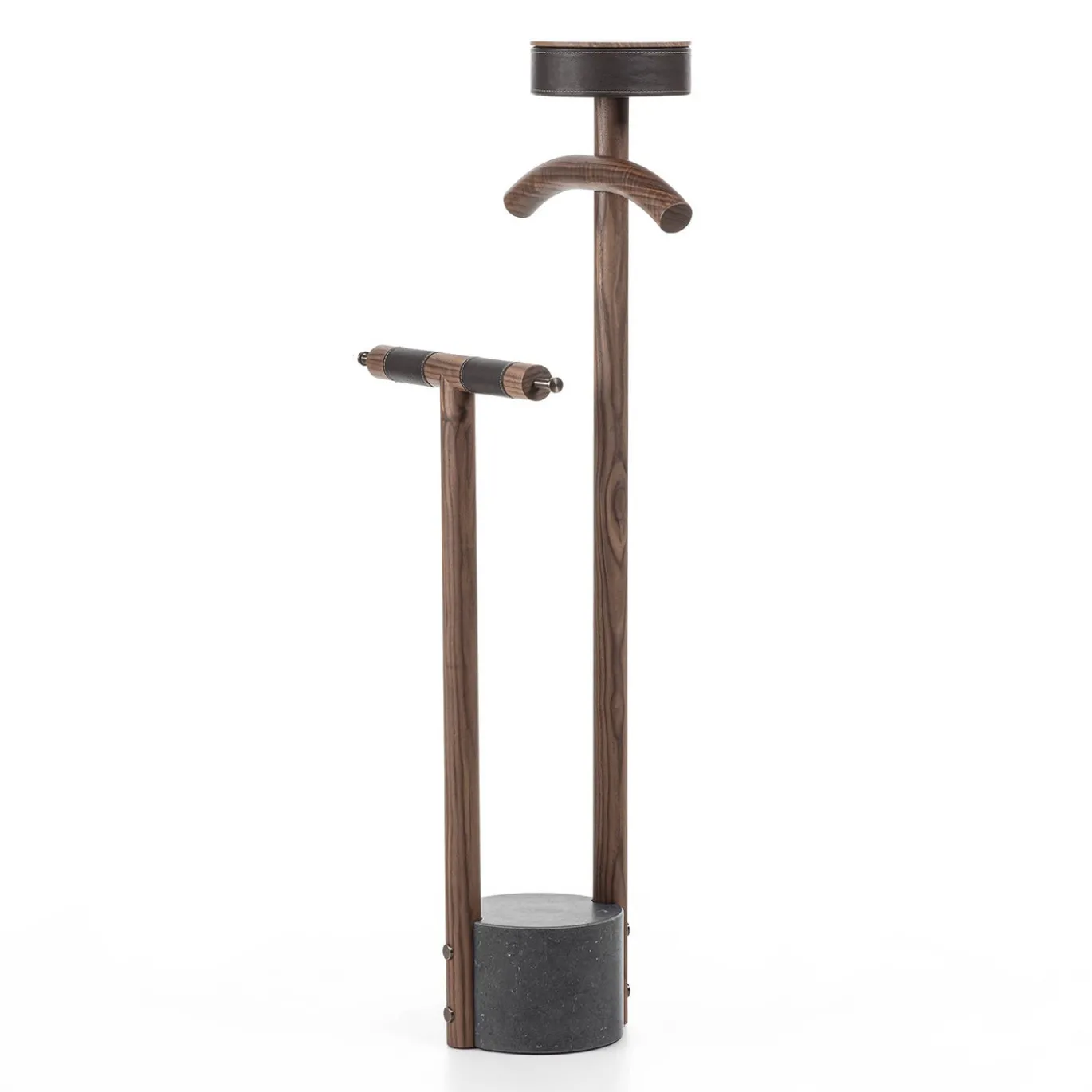 Servomuto Patrick in legno di noce con base in marmo nero