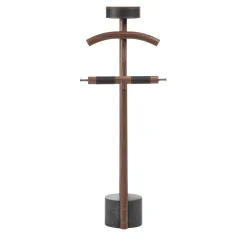 Servomuto Patrick in legno di noce con base in marmo nero