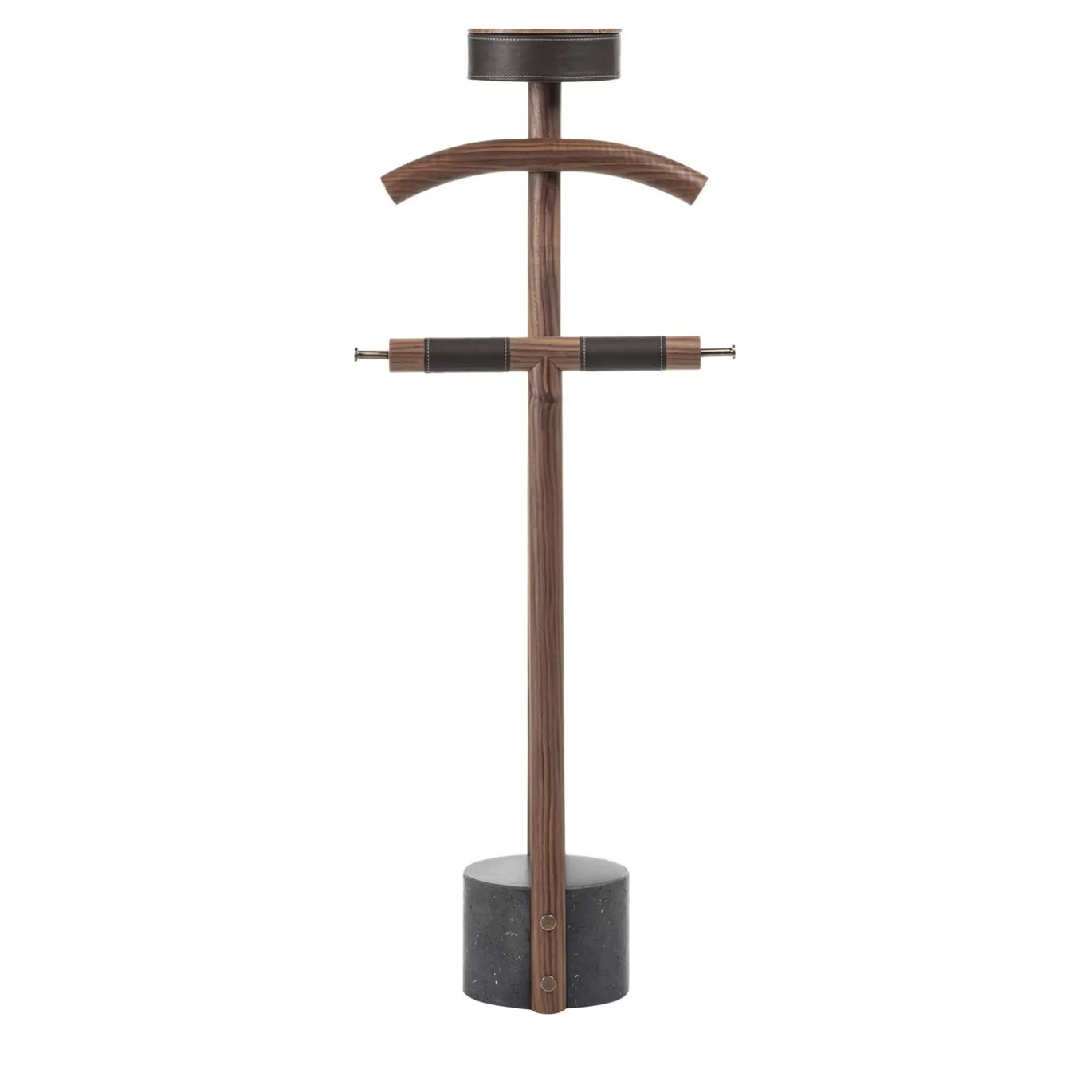 Servomuto Patrick in legno di noce con base in marmo nero