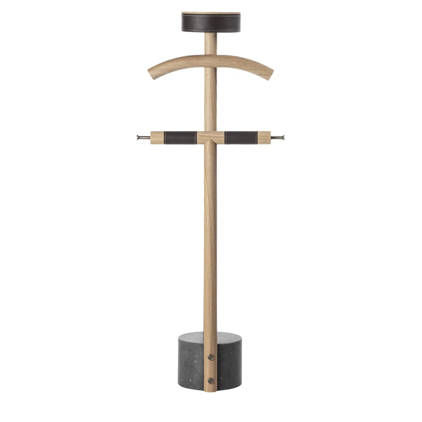 Servomuto Patrick in legno di rovere con base in marmo nero