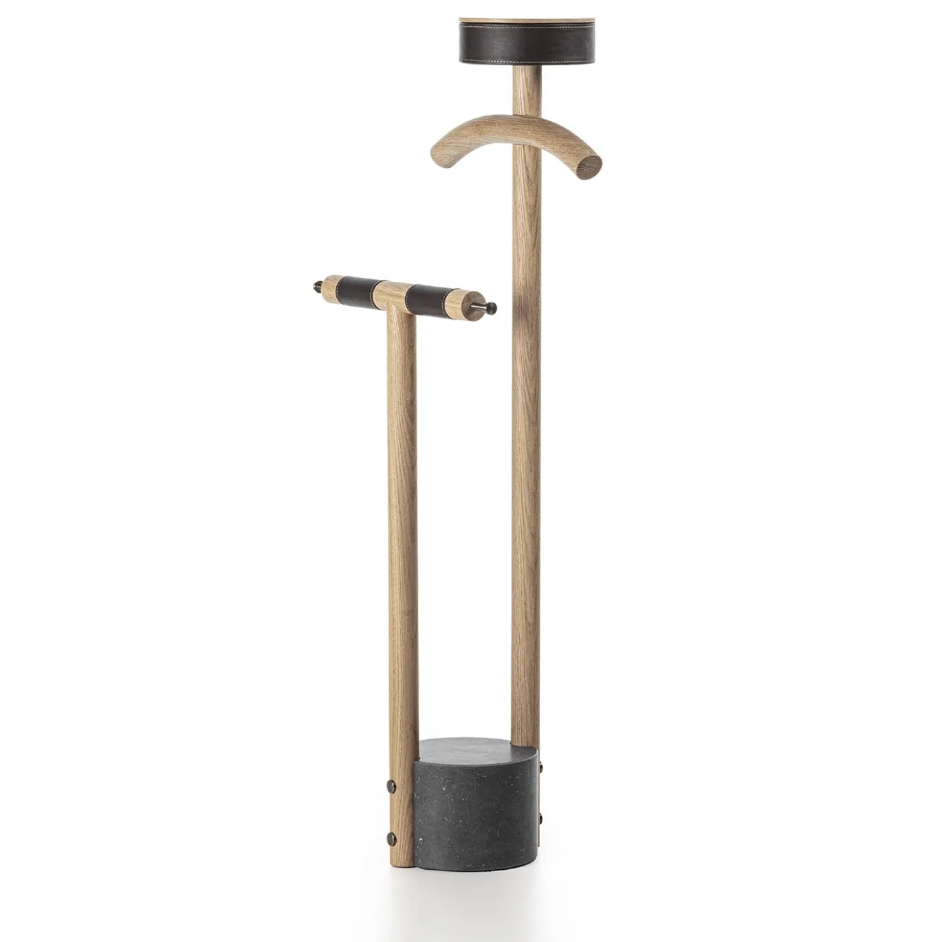 Servomuto Patrick in legno di rovere con base in marmo nero