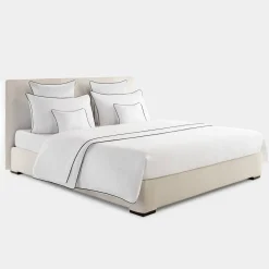 Set copripiumino ricamato PIPING in Cotone Percalle Bianco