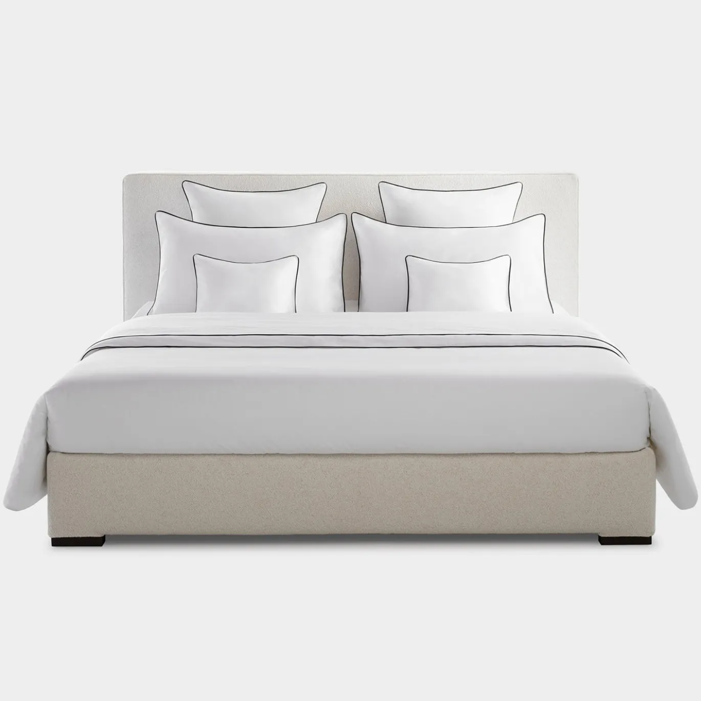Set copripiumino ricamato PIPING in Cotone Percalle Bianco