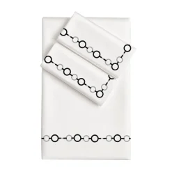 Set copripiumino ricamato Recoleta in Cotone Satinato Bianco
